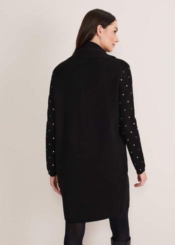 Phase Eight Paloma Stud Sleeve Coats Black USA | 8536197-NA